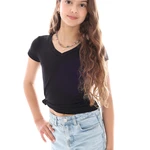 חולצה קצרה צווארון וי - דגם גאיה